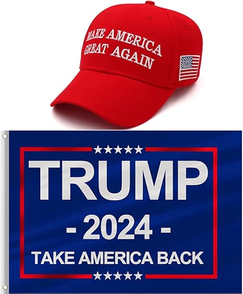 Trump 2024 MAGA Hat and Trump Flag Set, Trump in USA