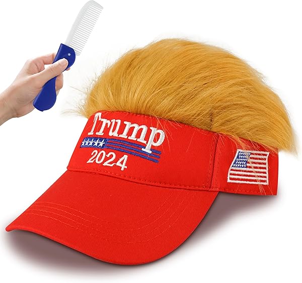 Trump Hat 2024- Trump Hat with Hair, Embroide in USA