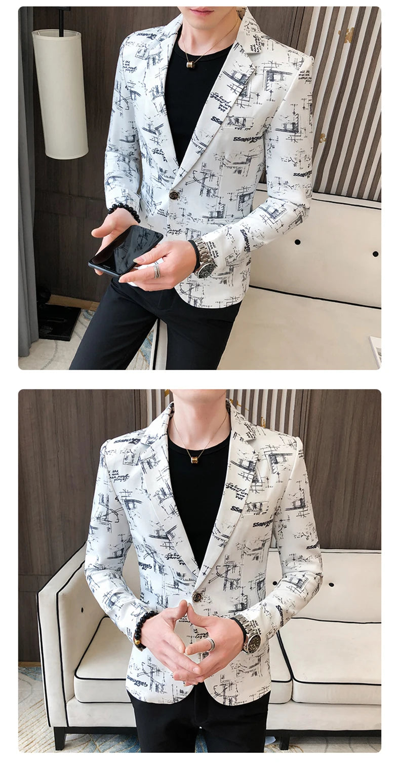 Men Blazer Slim Fit Autumn Korean Version of The Printed IN USA.