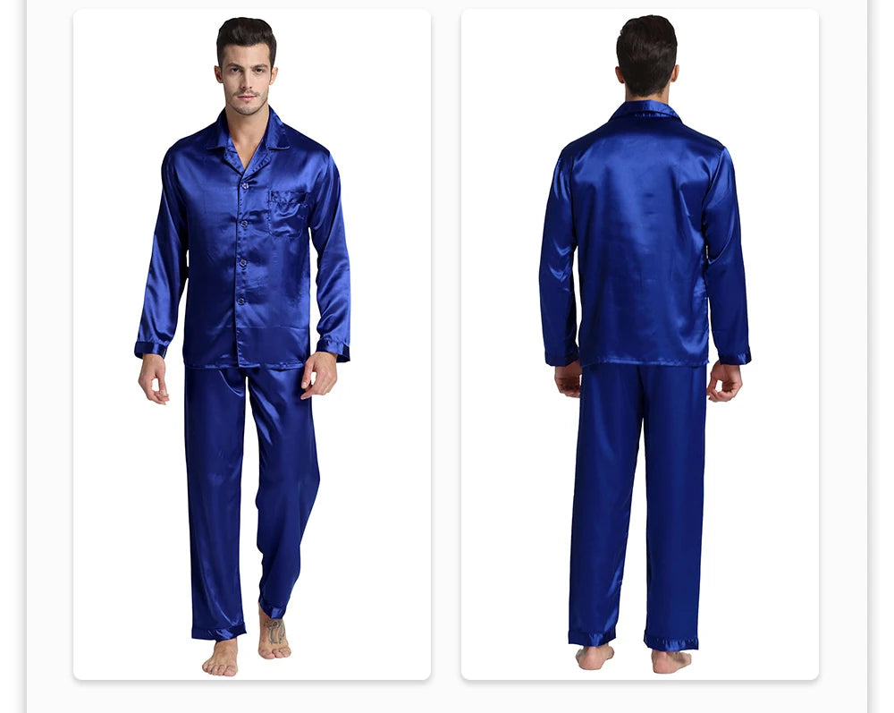 Tony&Candice Men's Satin Silk Pajama Set Men Pajamas Silk in USA