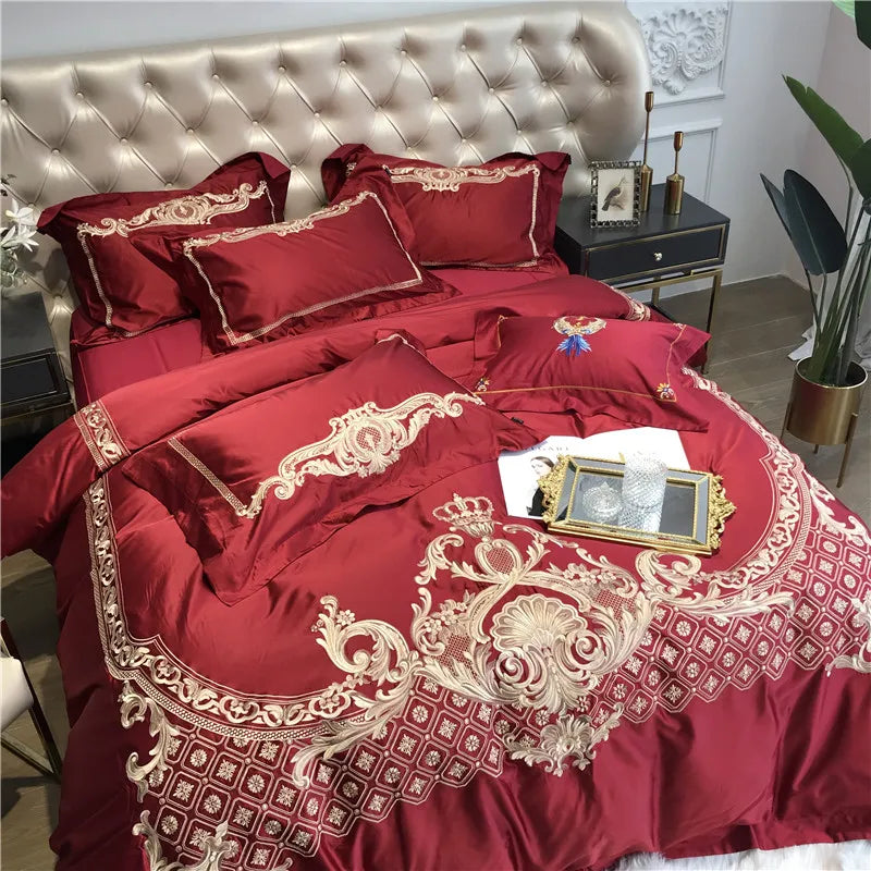 Premium Chic Embroidery Duvet Cover Bed Sheet set in USA