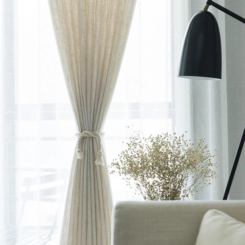 Modern Japanese style linen curtain Thicken sheer curtains IN USA.