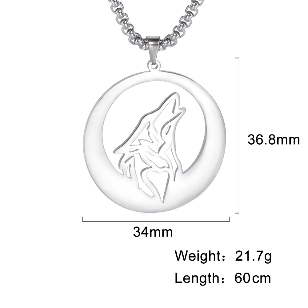 My shape Wolf Necklace Men Women Stainless Steel in USA