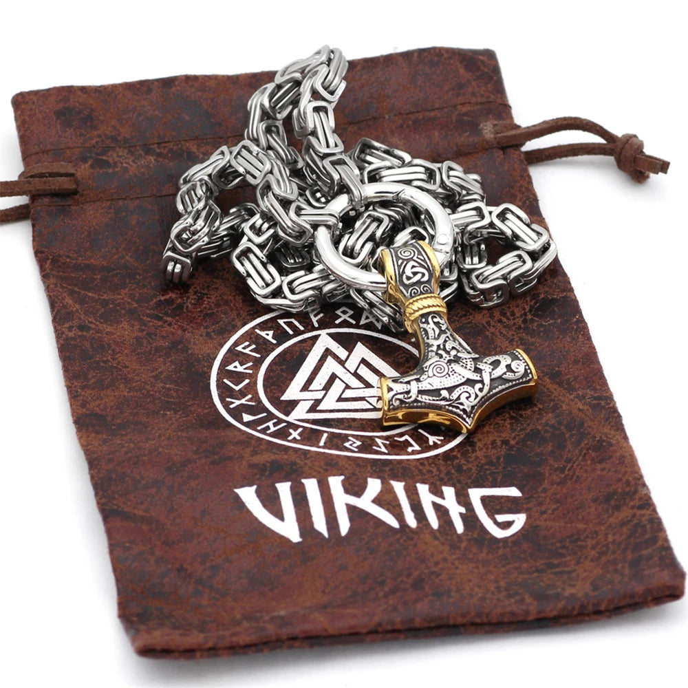 Nordic Celtic Wolf Men's Necklace Viking Wolf Head Stainless in USA