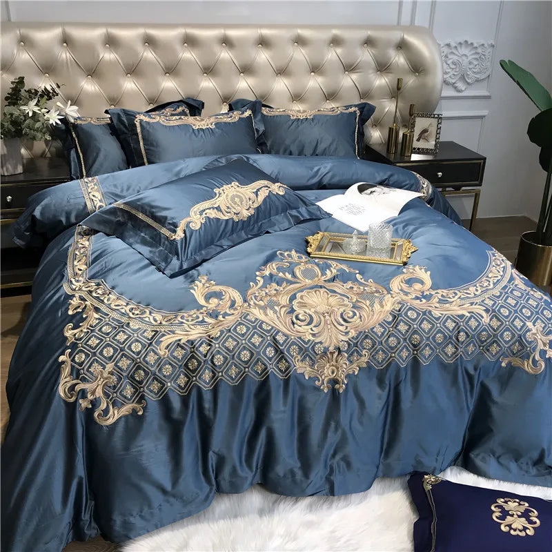 Premium Chic Embroidery Duvet Cover Bed Sheet set in USA