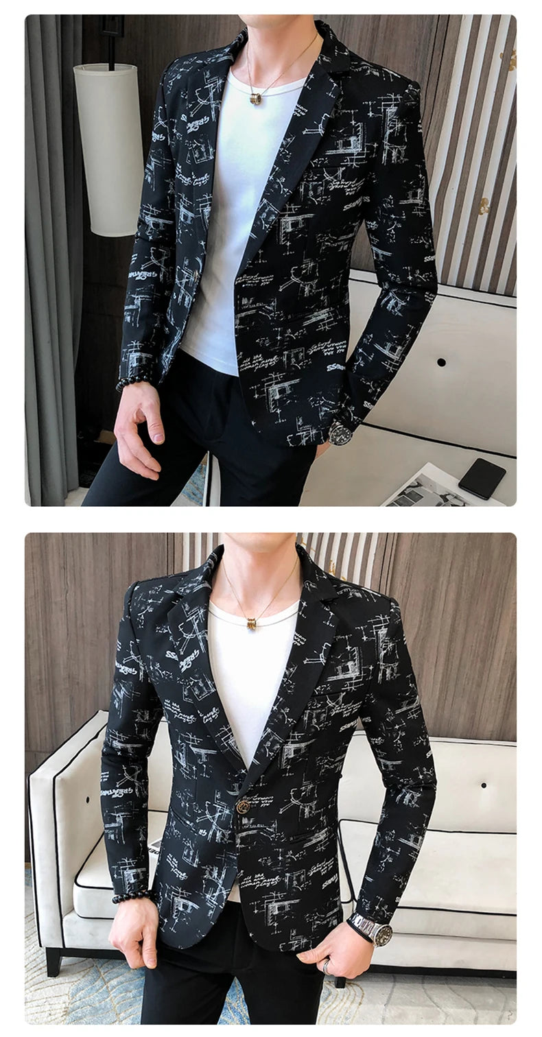 Men Blazer Slim Fit Autumn Korean Version of The Printed IN USA.