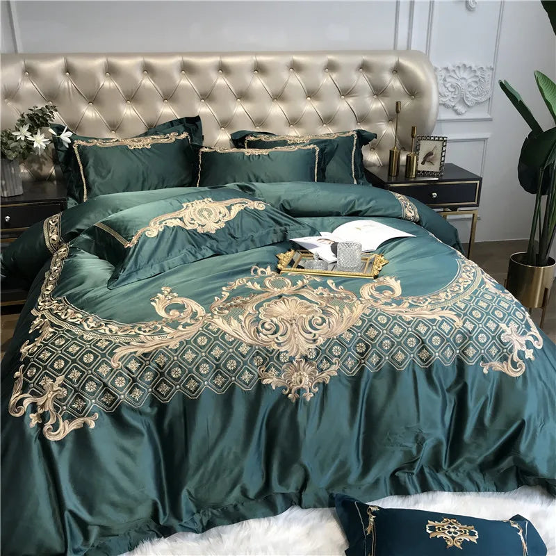 Premium Chic Embroidery Duvet Cover Bed Sheet set in USA