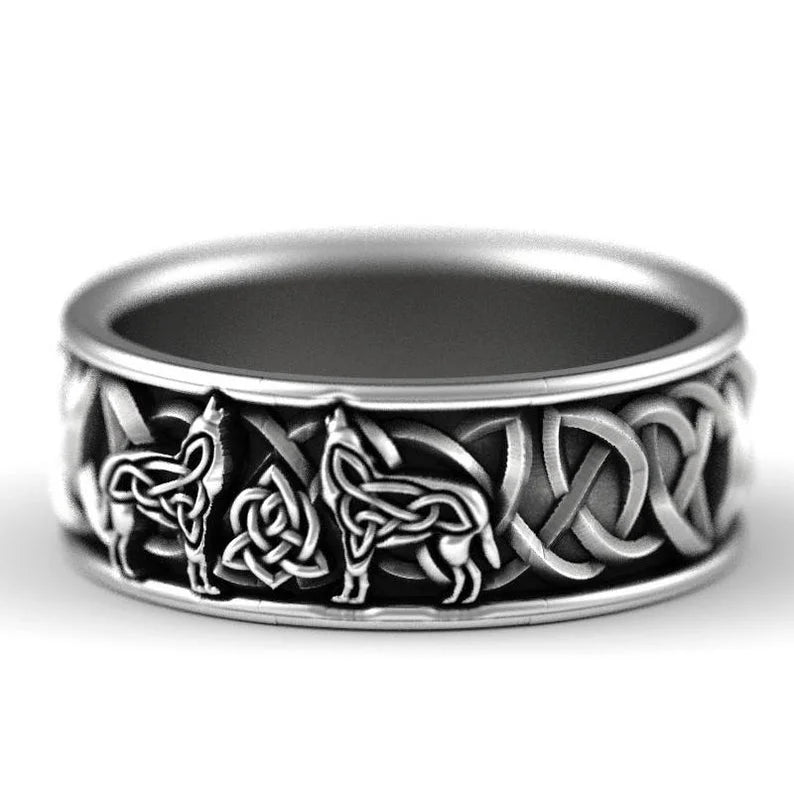 Huitan Viking Nordic Mythology Giant Wolf Men Ring in USA