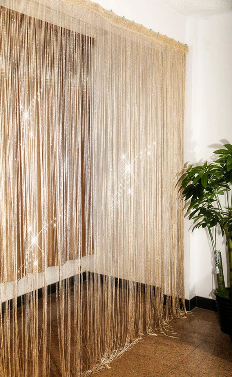 New Shiny Tassel Silver Line String Curtain Valance Living Room in USA