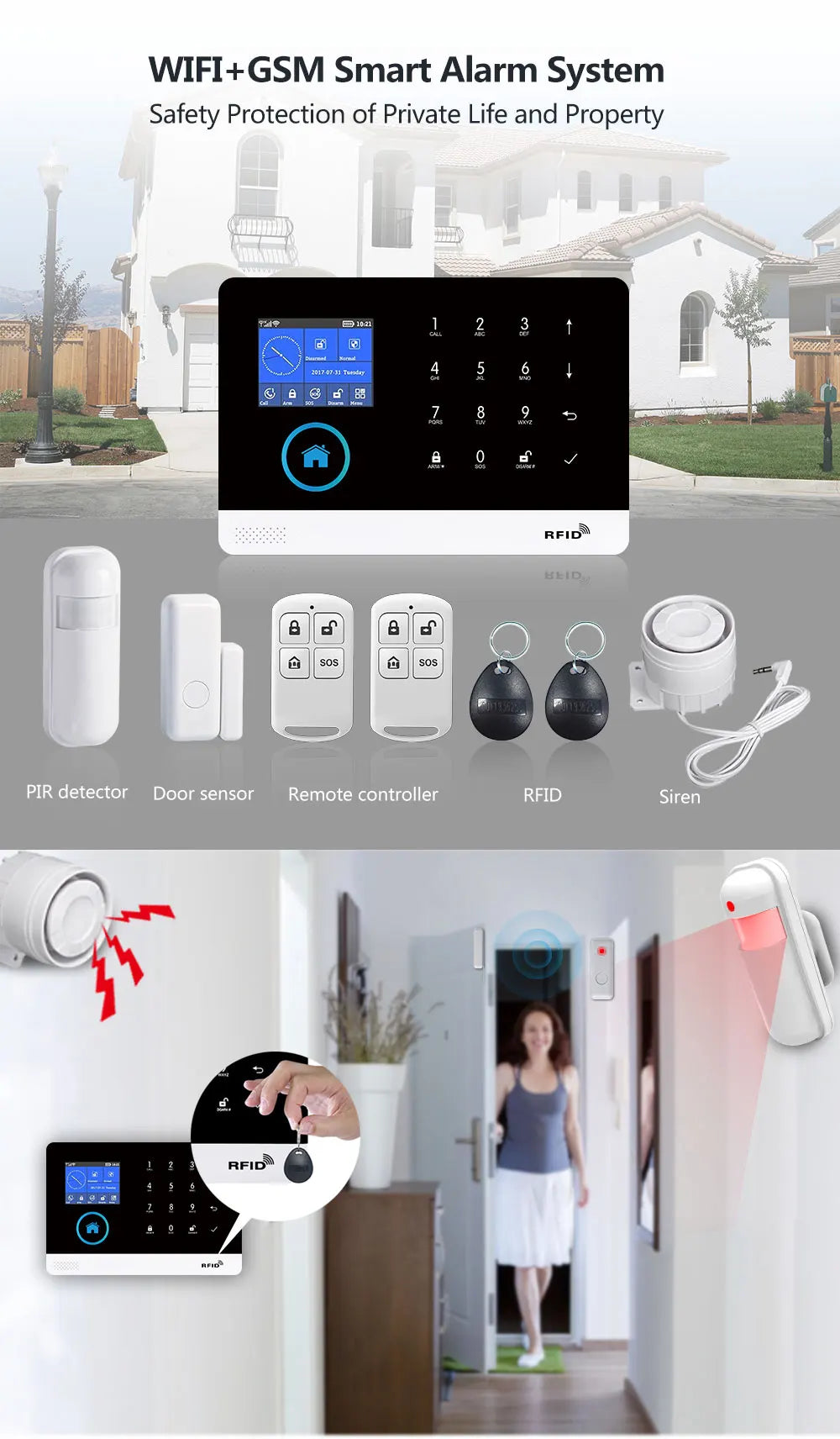 Alarm System Home Burglar Securty House App Control in USA.