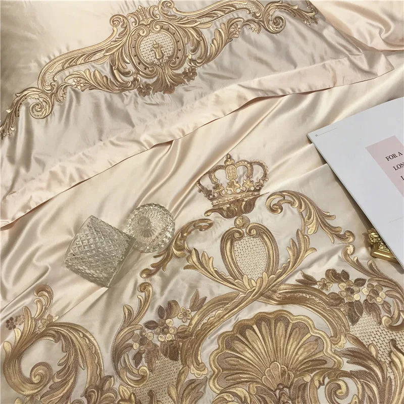 Premium Chic Embroidery Duvet Cover Bed Sheet set in USA