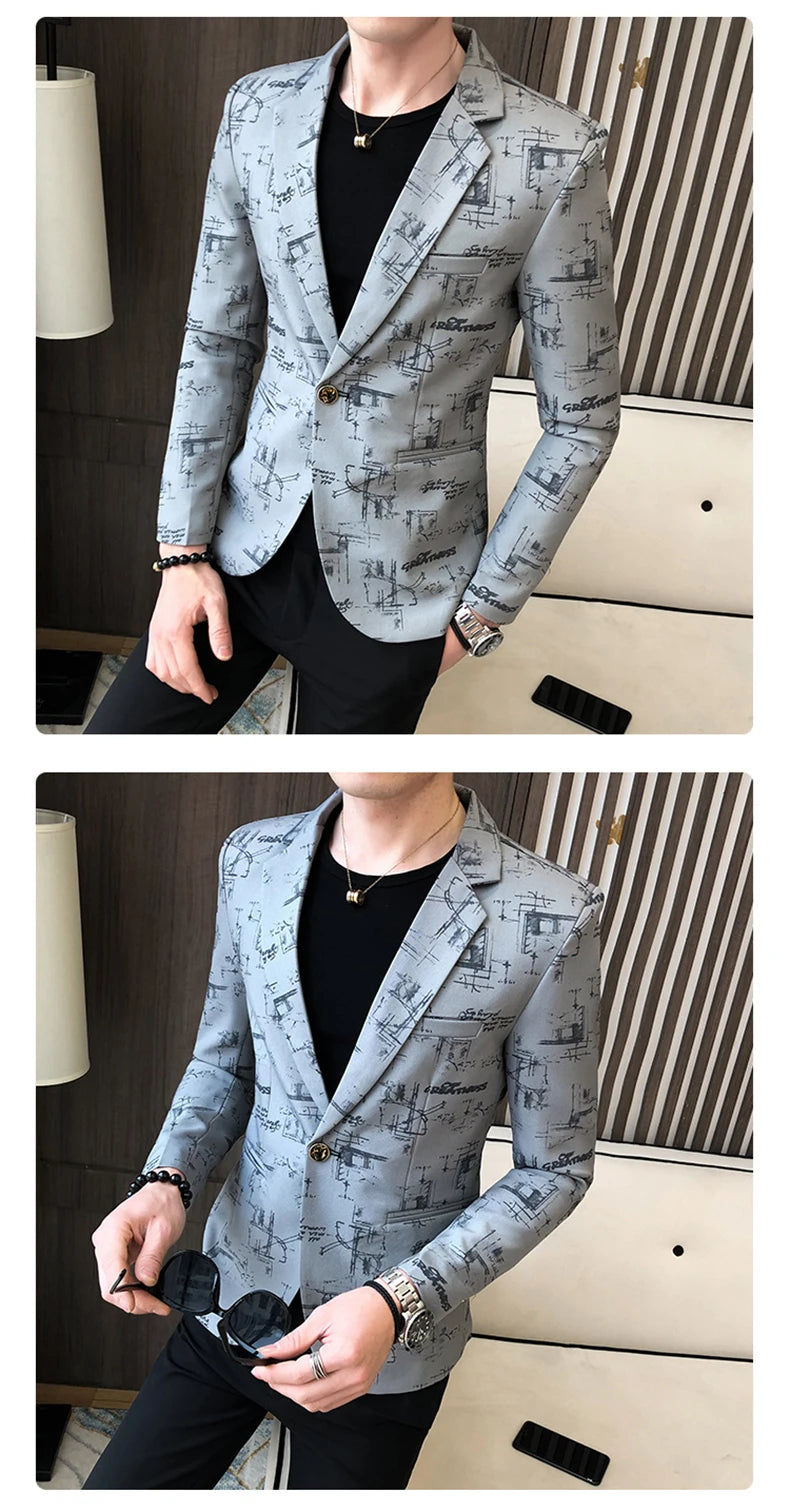 Men Blazer Slim Fit Autumn Korean Version of The Printed IN USA.