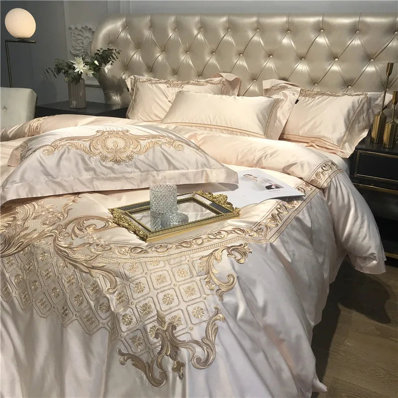 Premium Chic Embroidery Duvet Cover Bed Sheet set in USA