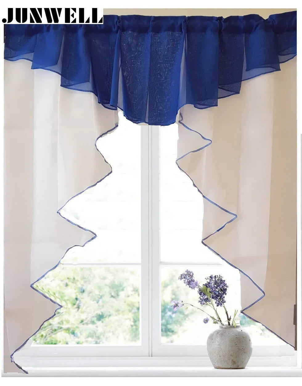 Junwell Polyester Sheer Fashion Pleated Roman Kitchen Curtain in USA