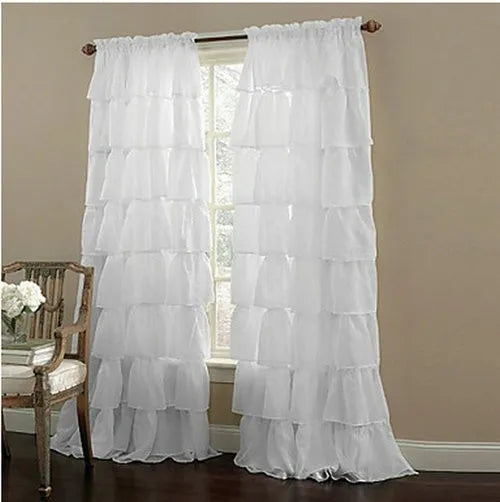 New Hot Ruffle Rod Pocket Organza Window Curtain in USA