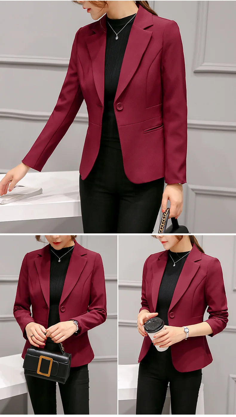 Women's Blazer Red Long Sleeve Blazers Pockets Jackets Coat in USA