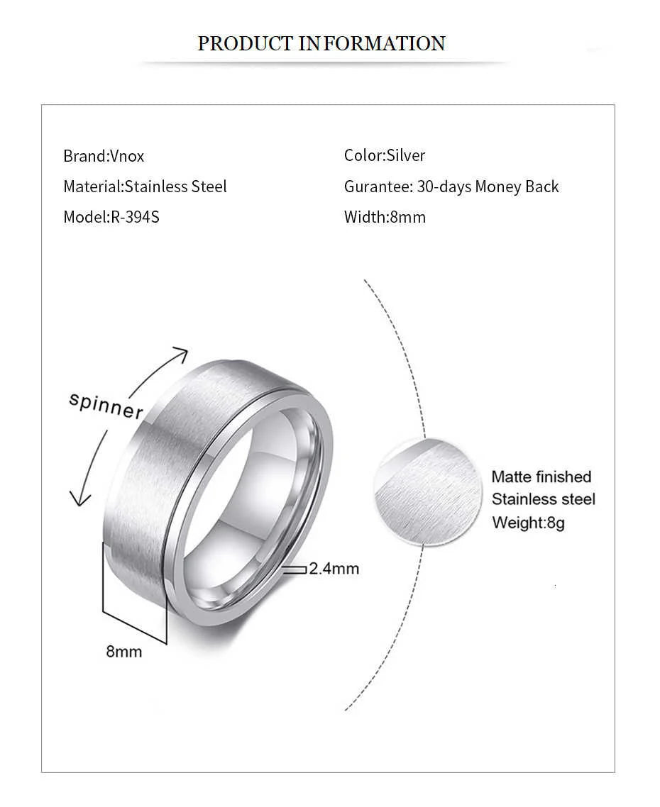 Spinner Ring Men Stress Release Accessory Classic in USA