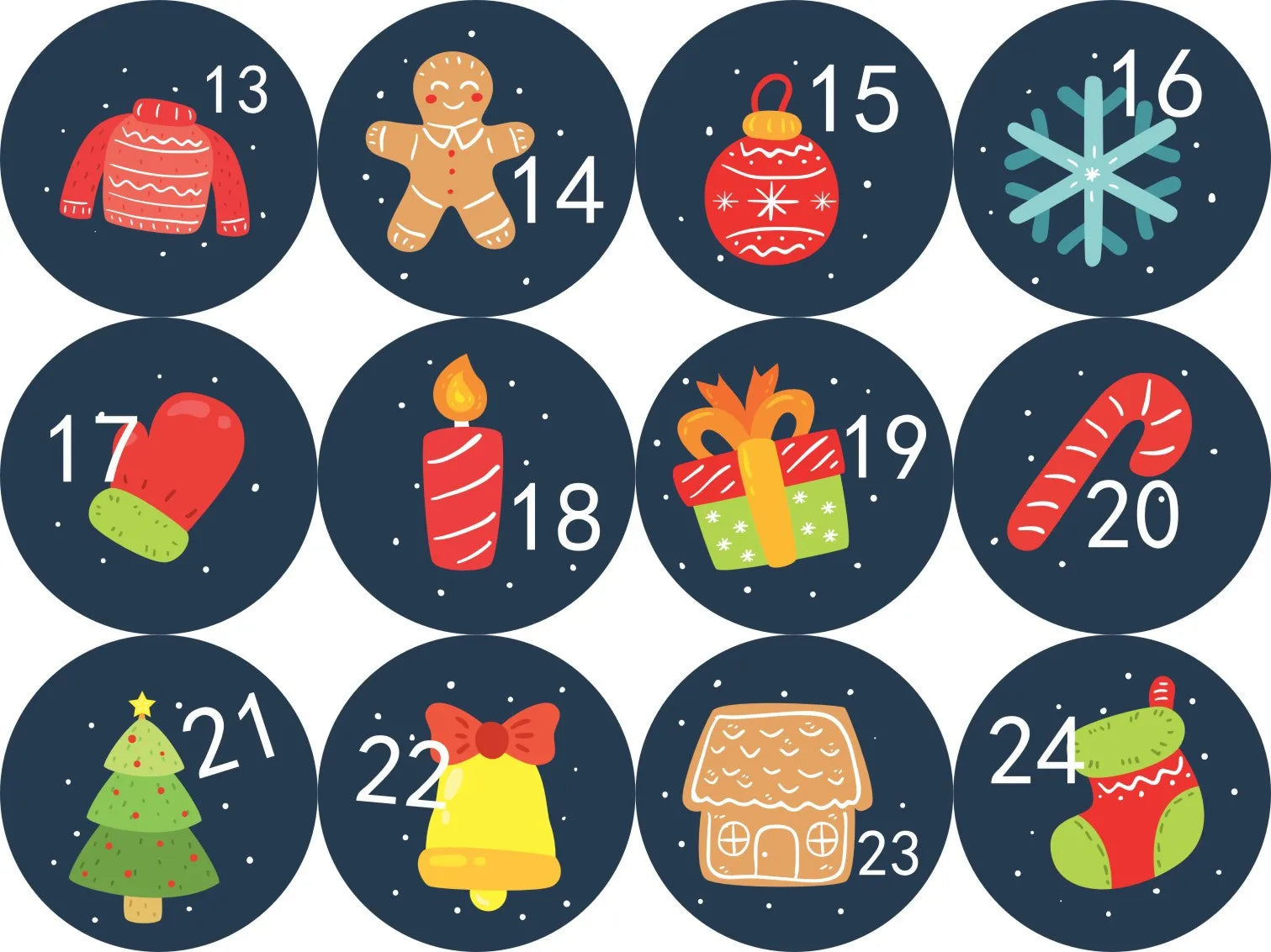 120pcs Advent Calendar Number Paper Stickers Merry Christmas Gift Stic