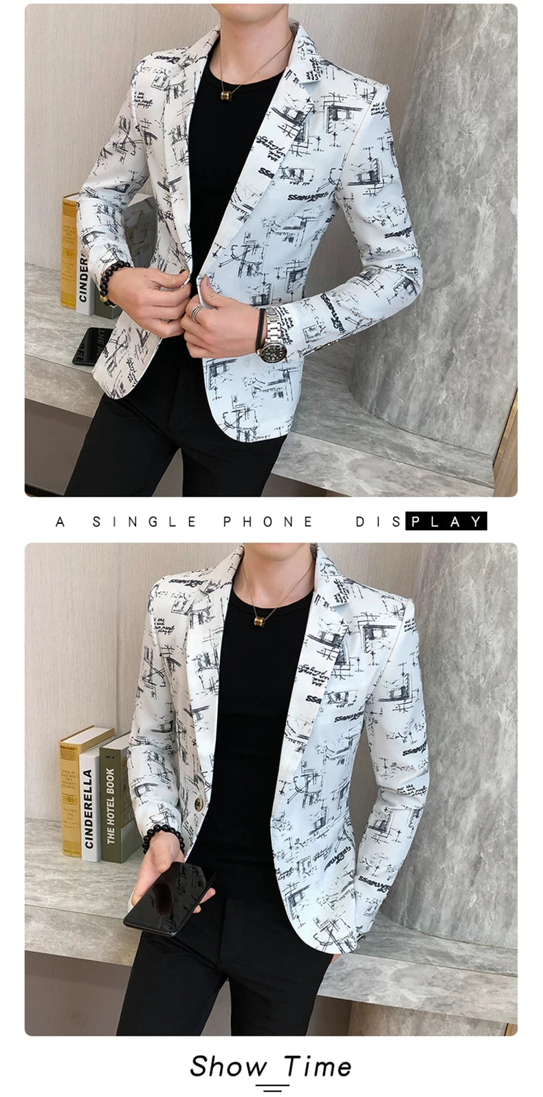 Men Blazer Slim Fit Autumn Korean Version of The Printed IN USA.