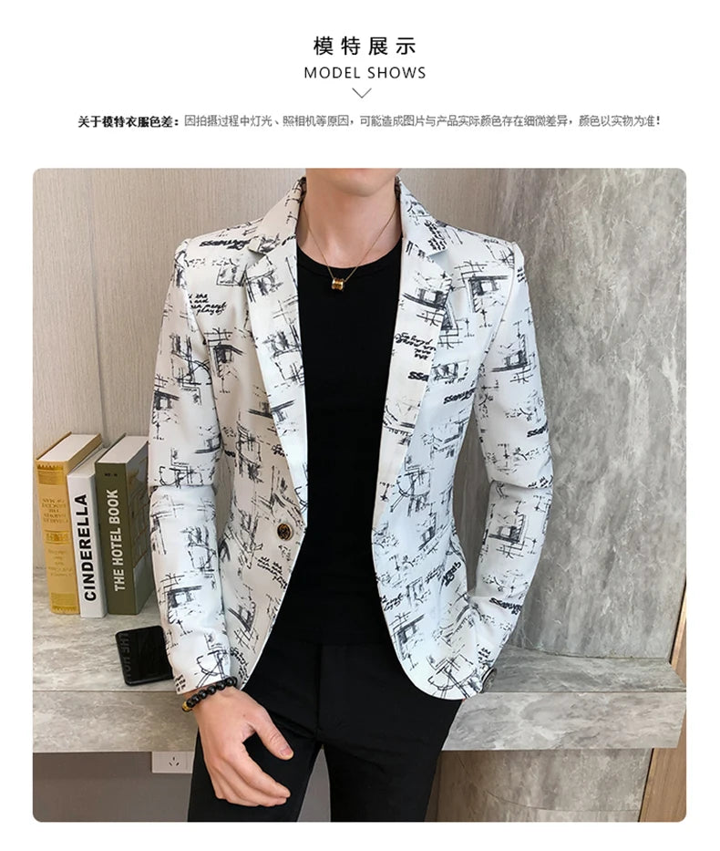 Men Blazer Slim Fit Autumn Korean Version of The Printed IN USA.