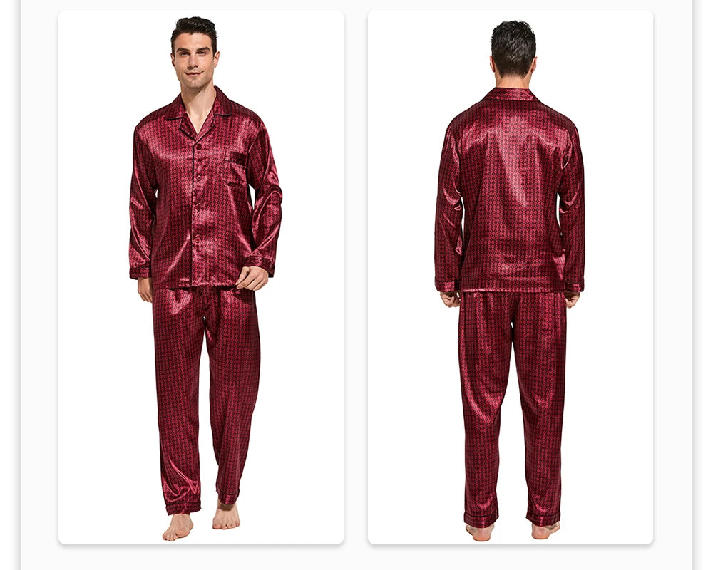 Tony&Candice Men's Satin Silk Pajama Set Men Pajamas Silk in USA