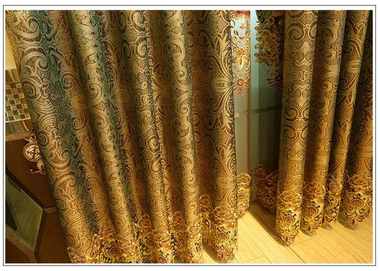 Gold Gilded Embroidered Hollowed Out Velvet Curtains in USA