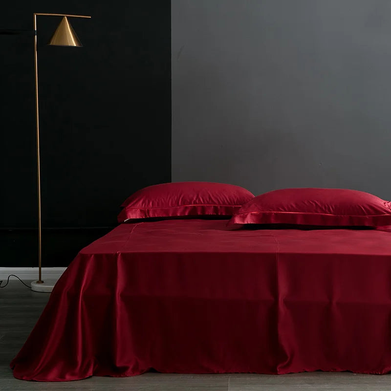 Natural Mulberry Silk Flat Sheet Solid Color Bed Sheet