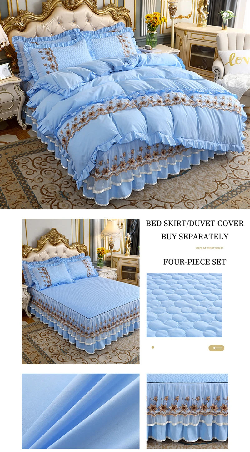 Modern Bed Skirt for Queen King Size Bed with Lace Cotton Bed Spread f