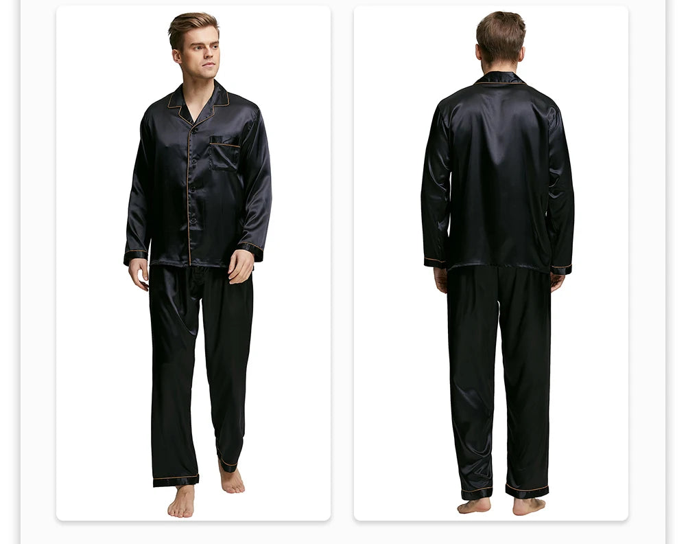 Tony&Candice Men's Satin Silk Pajama Set Men Pajamas Silk in USA