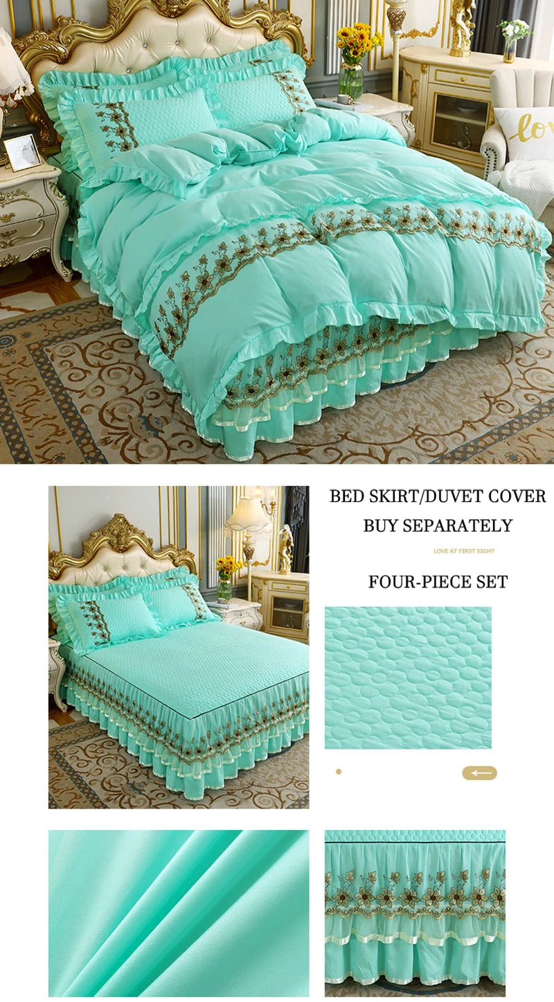 Modern Bed Skirt for Queen King Size Bed with Lace Cotton Bed Spread f