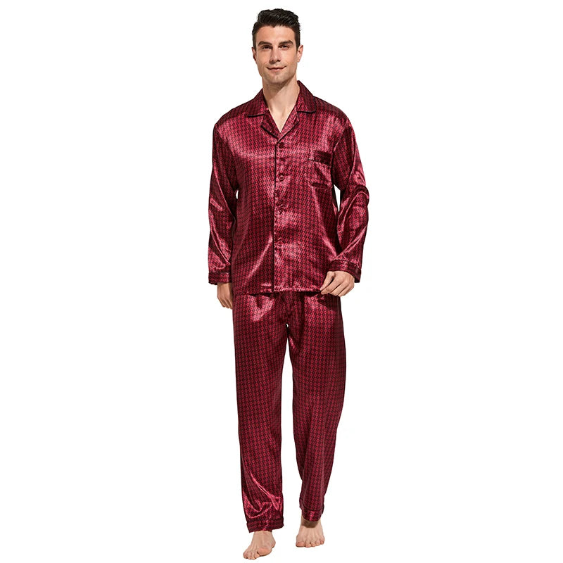 Tony&Candice Men's Satin Silk Pajama Set Men Pajamas Silk in USA