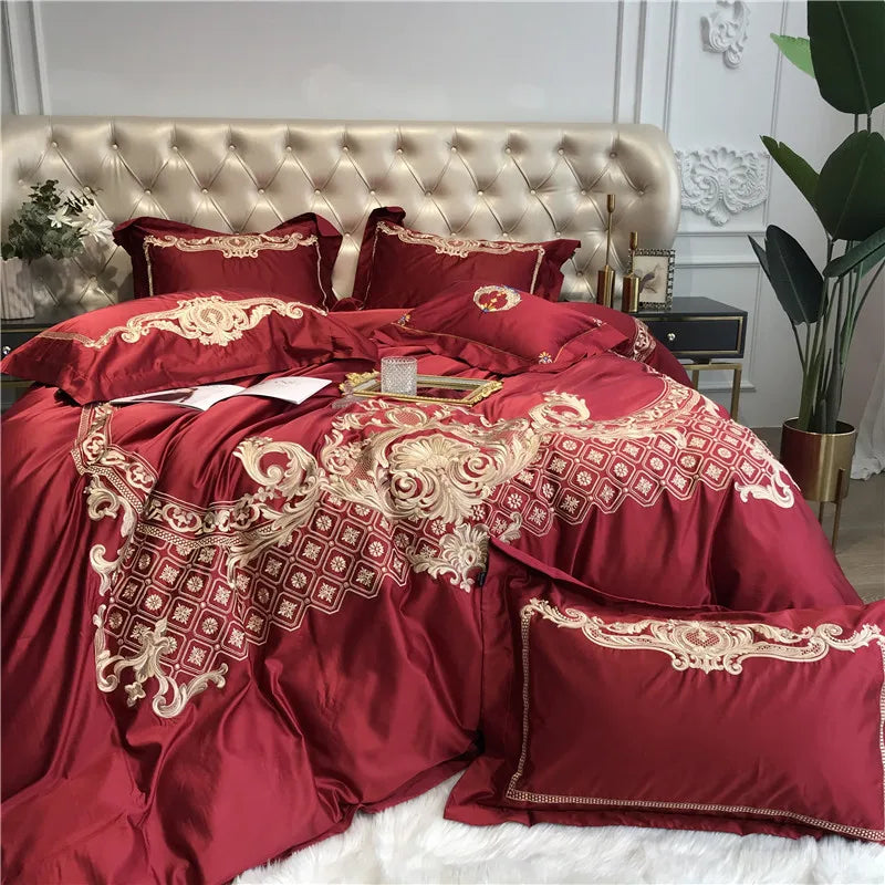 Premium Chic Embroidery Duvet Cover Bed Sheet set in USA