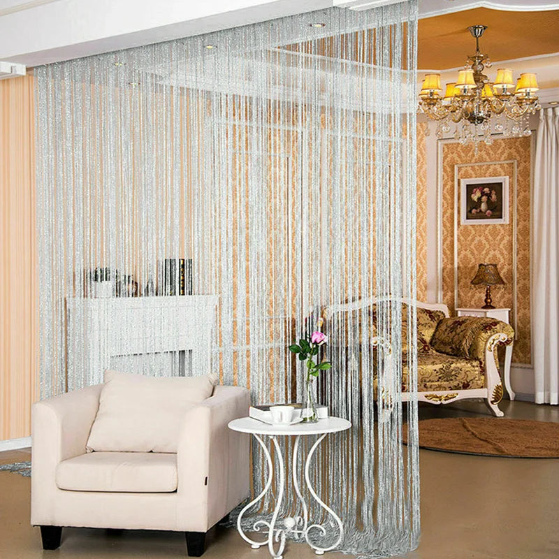 New Shiny Tassel Silver Line String Curtain Valance Living Room in USA