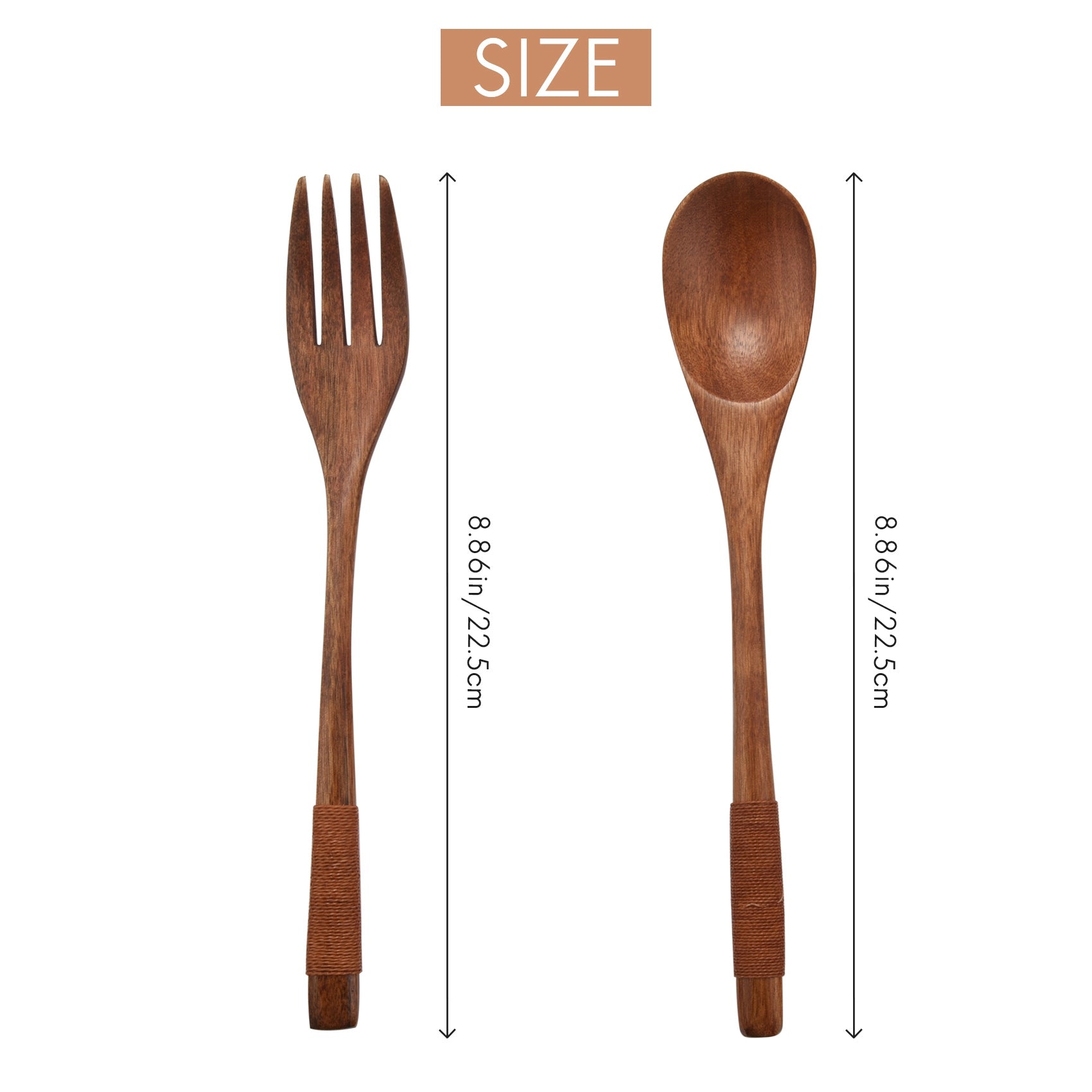 Japanese Spoon Fork Set Kitchen Tableware Natural Wood Cutlery in USA.