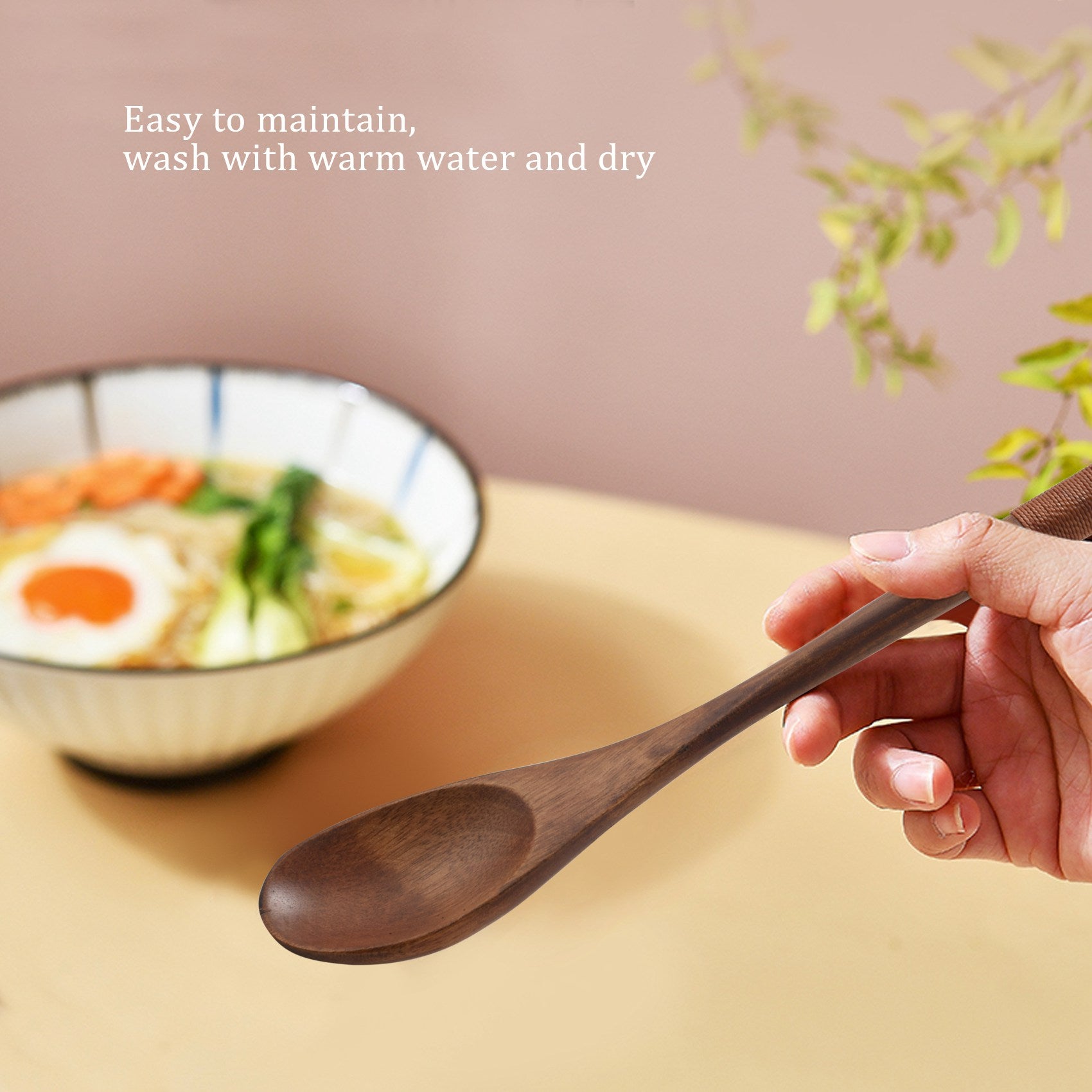 Japanese Spoon Fork Set Kitchen Tableware Natural Wood Cutlery in USA.