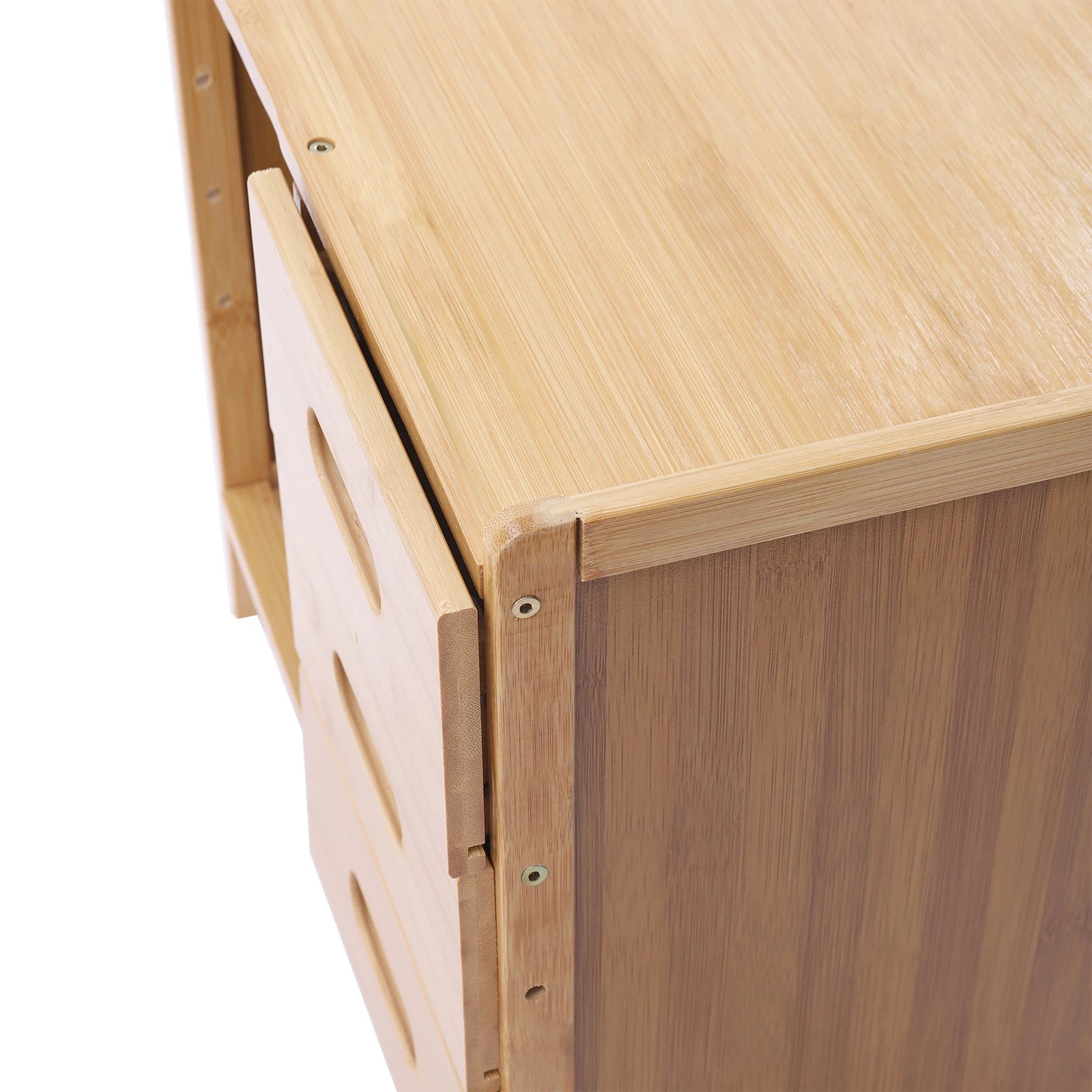 Drawer Modern Bamboo Nightstand Side Table Bedroom IN USA.