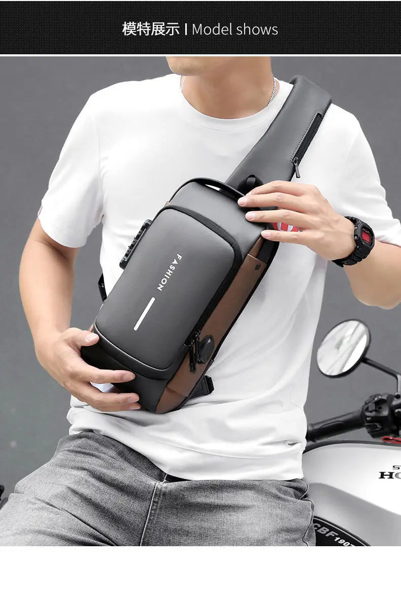 Men Anti Theft Chest Bag Shoulder Bags USB Charging in USA