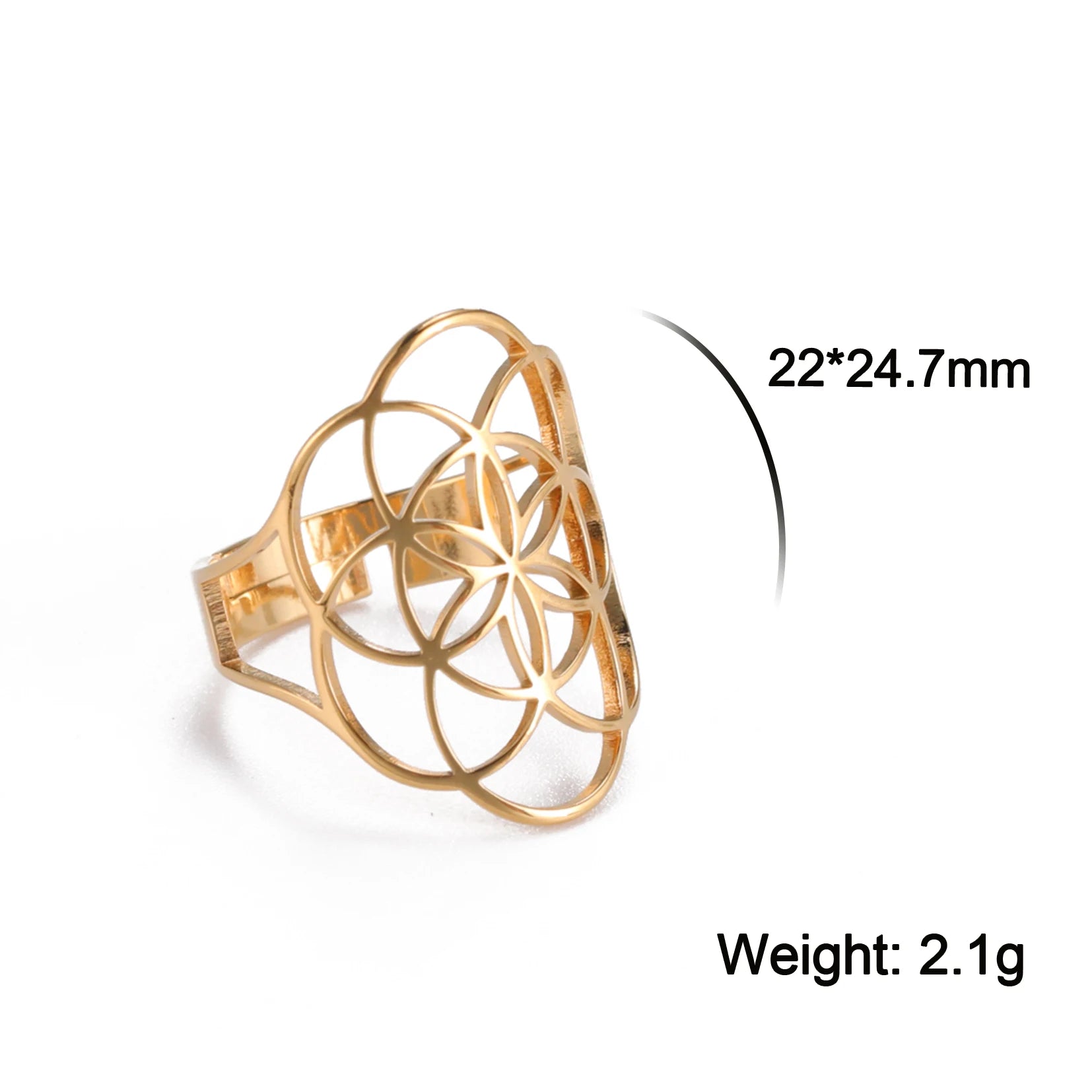 Unift Scared Geometry Flower Life Ring Adjustable Stainless Steel Ring in USA