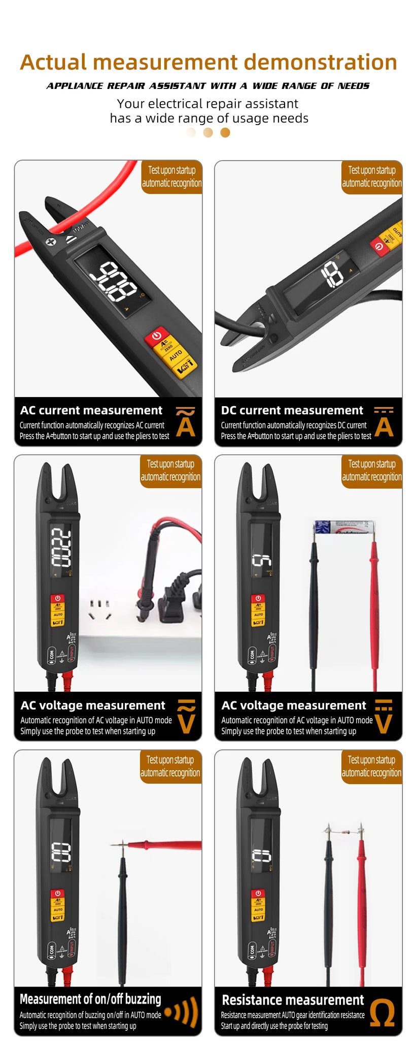 BSIDE Digital Clamp Meter Fork DC AC Professional 100A Ammeter Pliers 