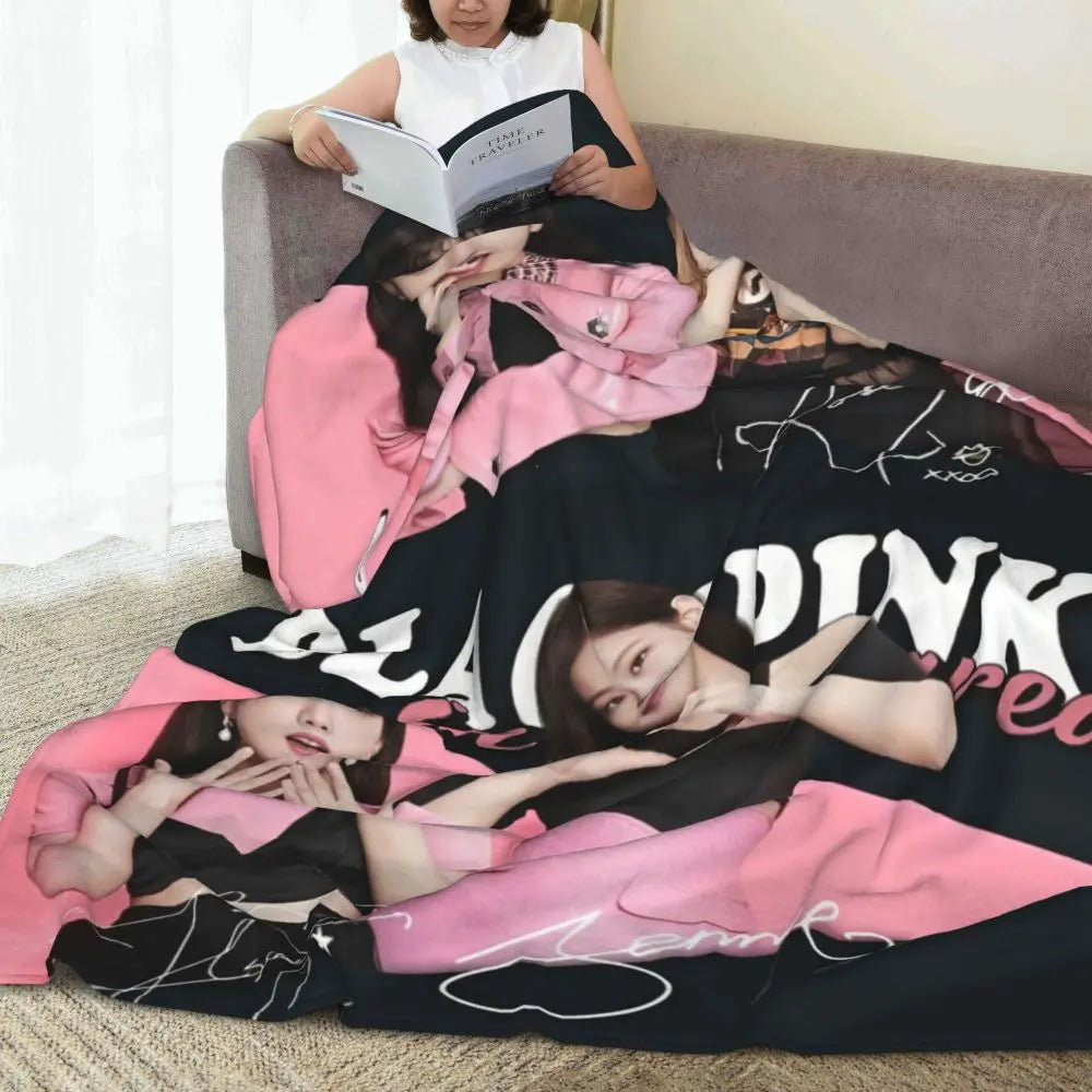 Music Idol Black-Pinks Girl Blankets Flannel All Season in USA