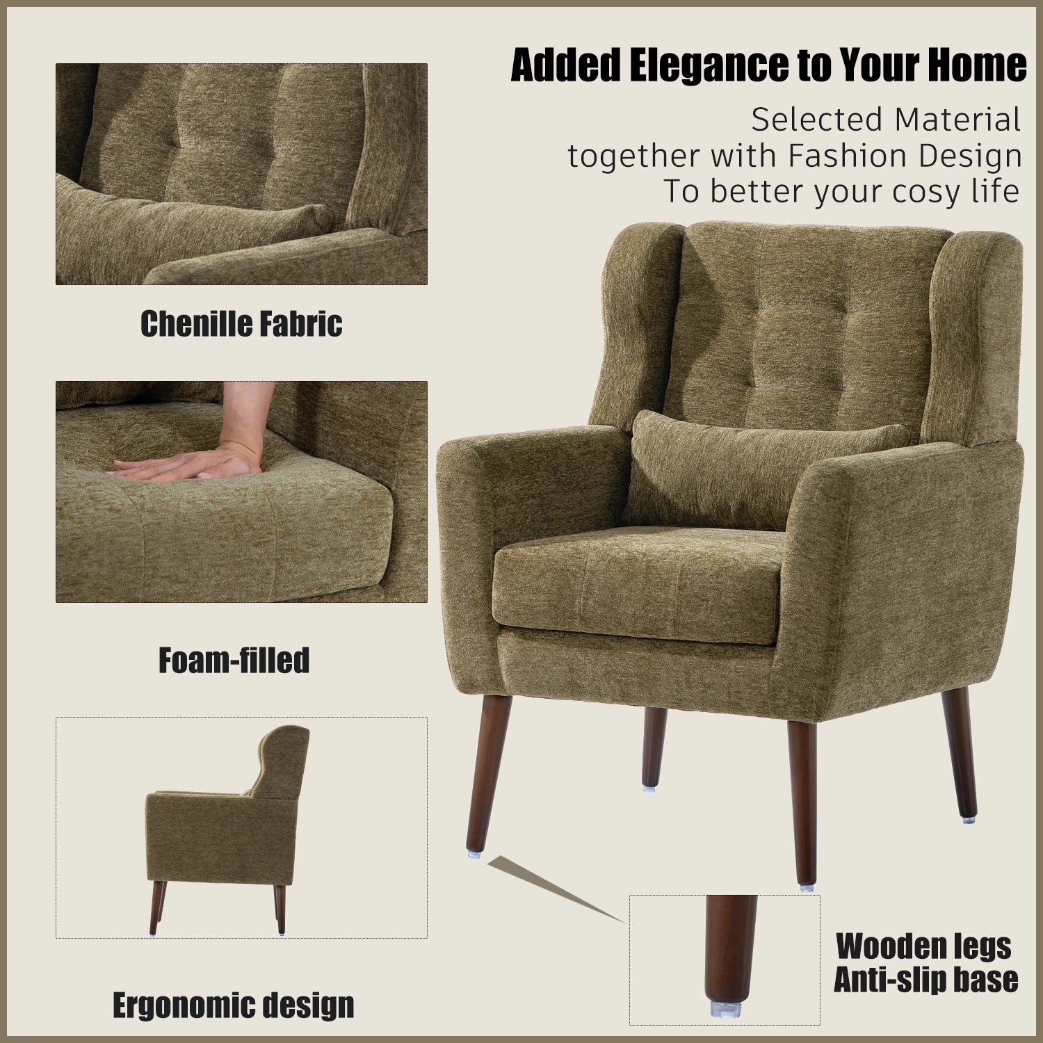 Modern Accent Chair,Chenille Arm Chair Living Room,in USA.