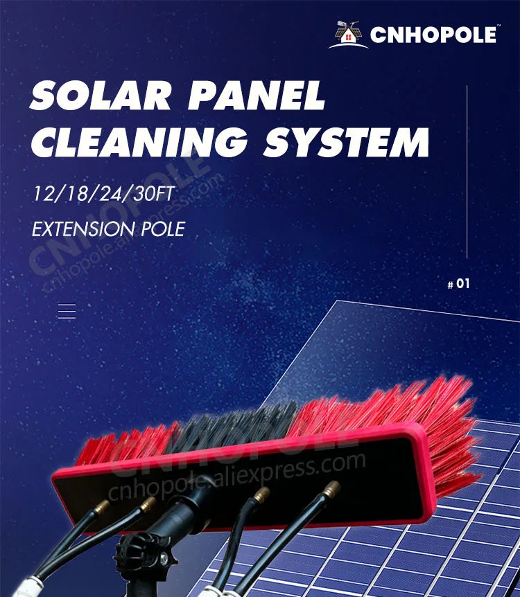 Solar Panel Cleaning Brush Kit with Extension Pole IN USA.