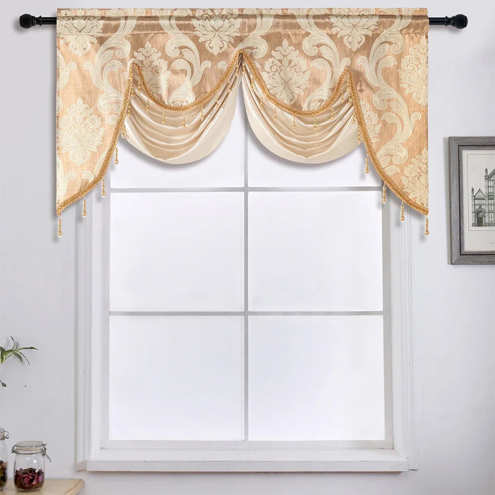 Living Room Luxury Jacquard Fabric Curtain Head Window in USA