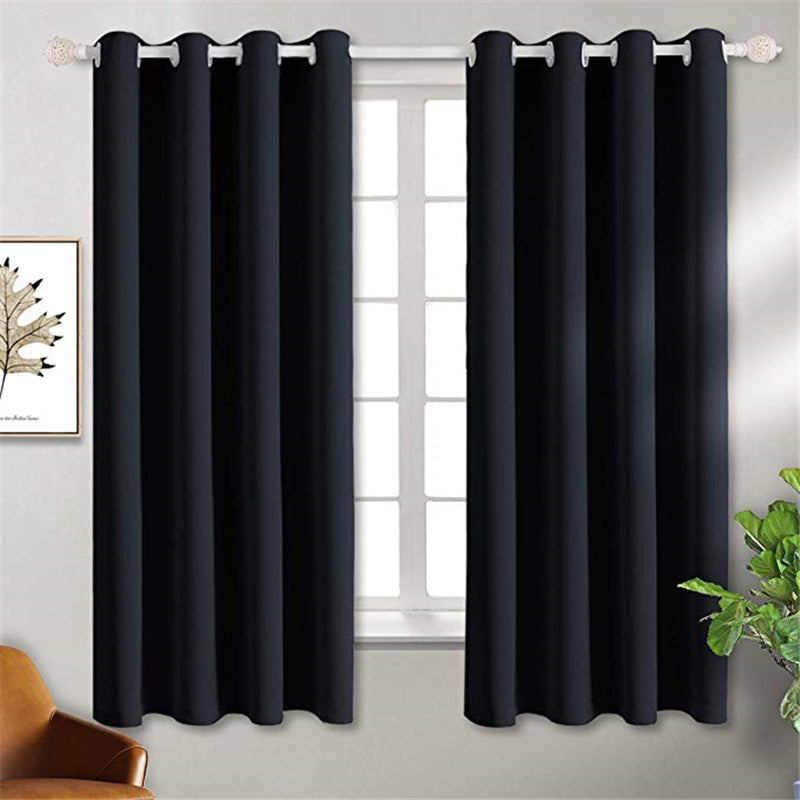 Black Blackout Thermal Insulated Curtains Living Room Bedroom in USA