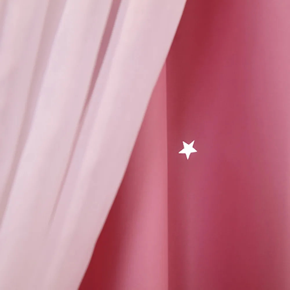 Bright Double Layer Blackout Star Hollow Curtains in USA