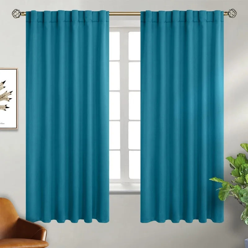 Navy Blue Elegant Blackout Curtains Rod Pocket in USA