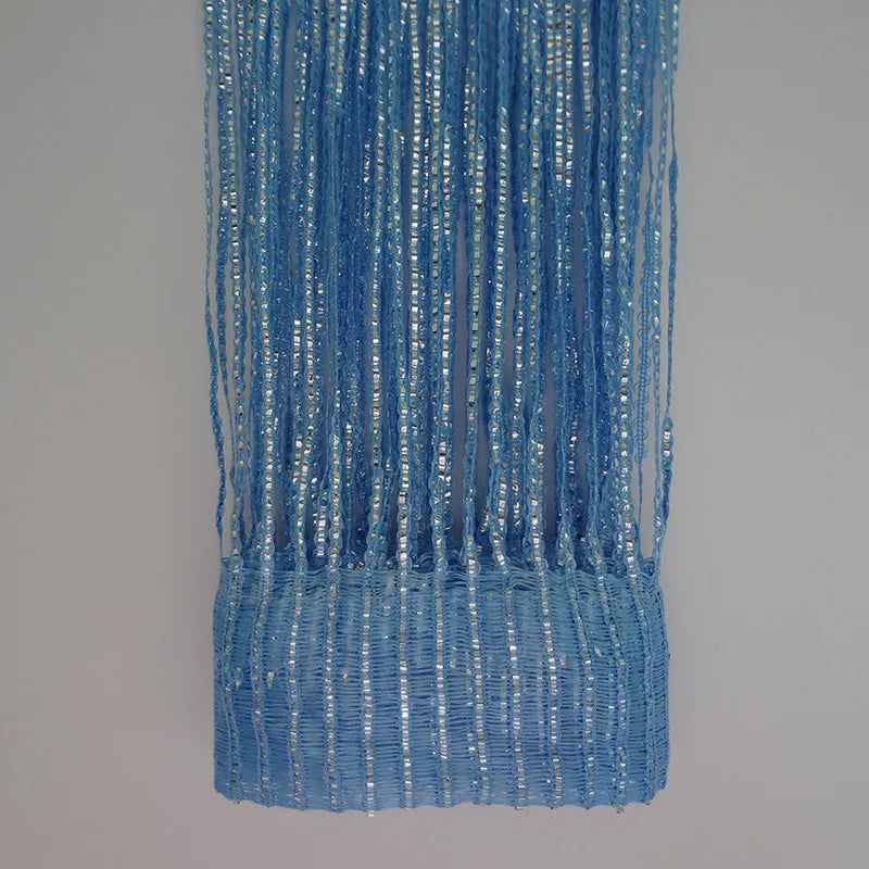 Glitter silver linear door curtain decorative fringe curtain IN USA.