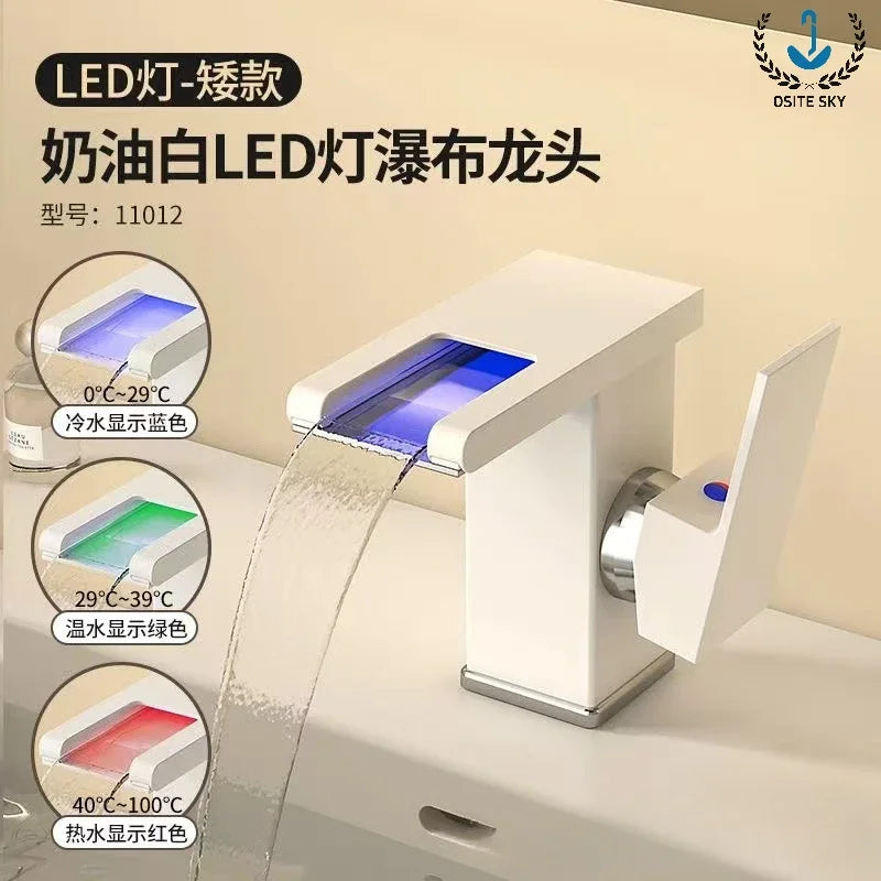 LED Light Waterfall Faucet Water Flow Power Generation