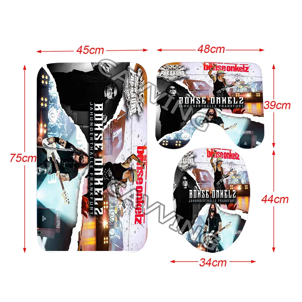 ROCK BAND 3D Shower Curtain Waterproof Bathroom Curtain in USA.