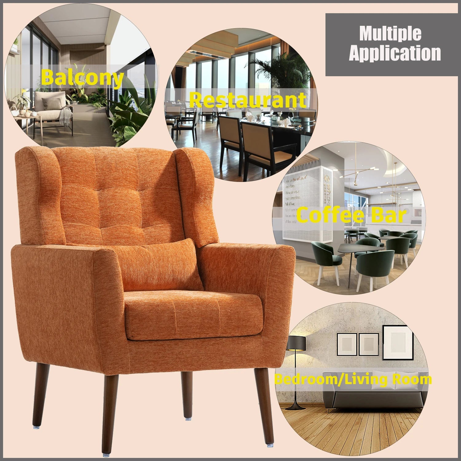 Modern Accent Chair,Chenille Arm Chair Living Room,in USA.